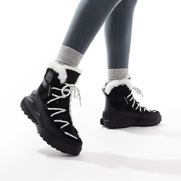 SOREL Shoes Ona RMX Glacy Black Sea Salt Leather Waterproof Boots Sz 7.5 - Picture 1 of 11